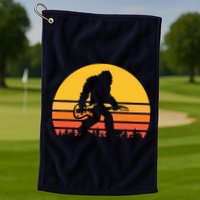 Retro Bigfoot Guitar Vintage Sasquatch Rocker Tee Golf Towel