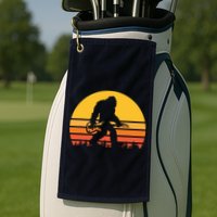 Retro Bigfoot Guitar Vintage Sasquatch Rocker Tee Golf Towel