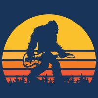 Retro Bigfoot Guitar Vintage Sasquatch Rocker Tee Golf Towel