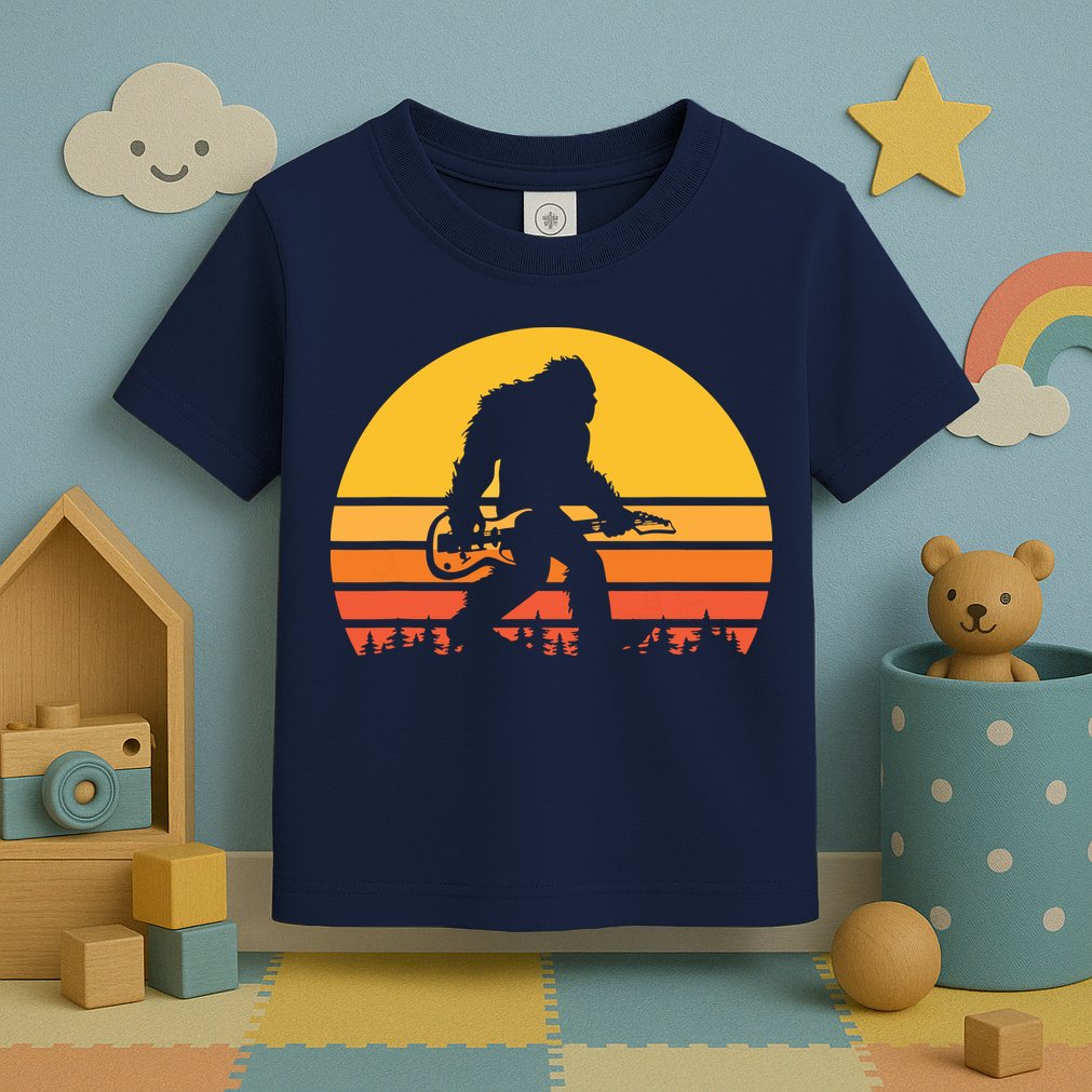 Retro Bigfoot Guitar Vintage Sasquatch Rocker Tee Toddler T-Shirt