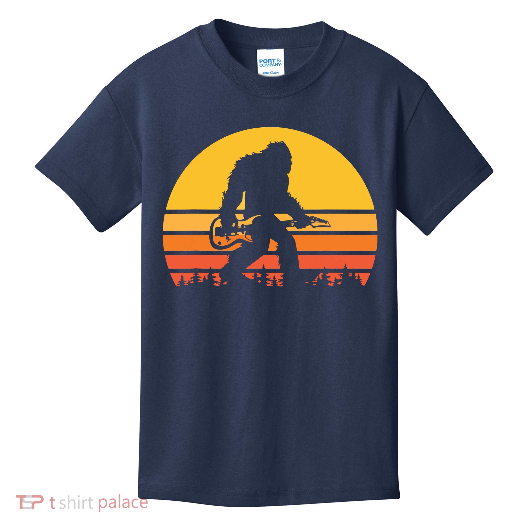Retro Bigfoot Guitar Vintage Sasquatch Rocker Tee Kids T-Shirt