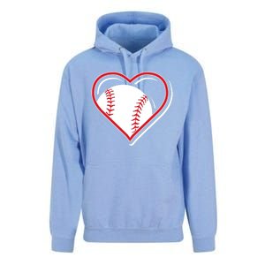 Red Baseball Heart For Baseball Lovers Meaningful Gift Unisex Surf Hoodie