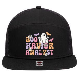 Retro Boo Havior Analyst ABA Therpist BCBA Halloween Ghost 7 Panel Mesh Trucker Snapback Hat