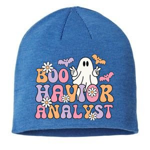 Retro Boo Havior Analyst ABA Therpist BCBA Halloween Ghost Sustainable Beanie