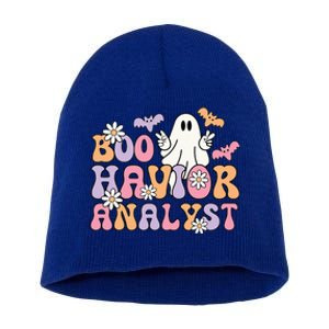 Retro Boo Havior Analyst ABA Therpist BCBA Halloween Ghost Short Acrylic Beanie