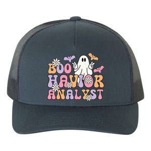 Retro Boo Havior Analyst ABA Therpist BCBA Halloween Ghost Yupoong Adult 5-Panel Trucker Hat