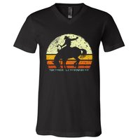 Rodeo Bucking Horse Retro Vintage Equestrian V-Neck T-Shirt