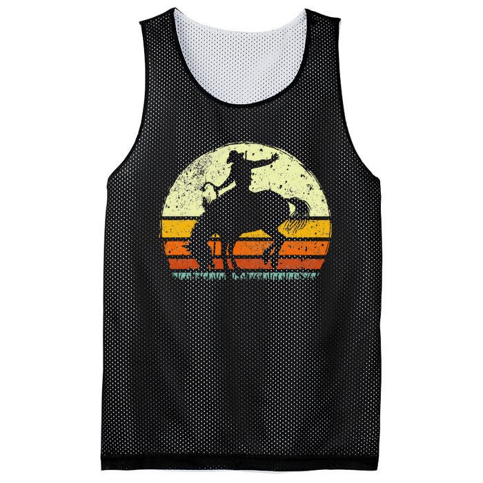 Rodeo Bucking Horse Retro Vintage Equestrian Mesh Reversible Basketball Jersey Tank