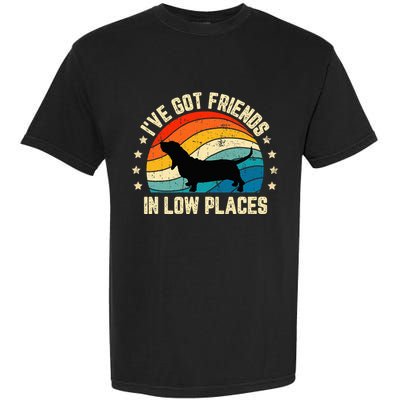 Retro Basset Hound IVe Got Friends In Low Places Garment-Dyed Heavyweight T-Shirt