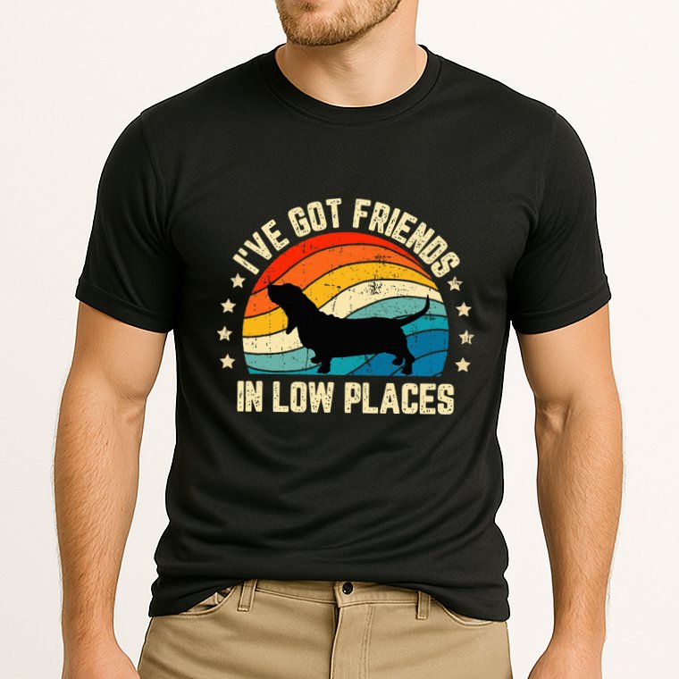 Retro Basset Hound IVe Got Friends In Low Places Cooling Performance Crew T-Shirt