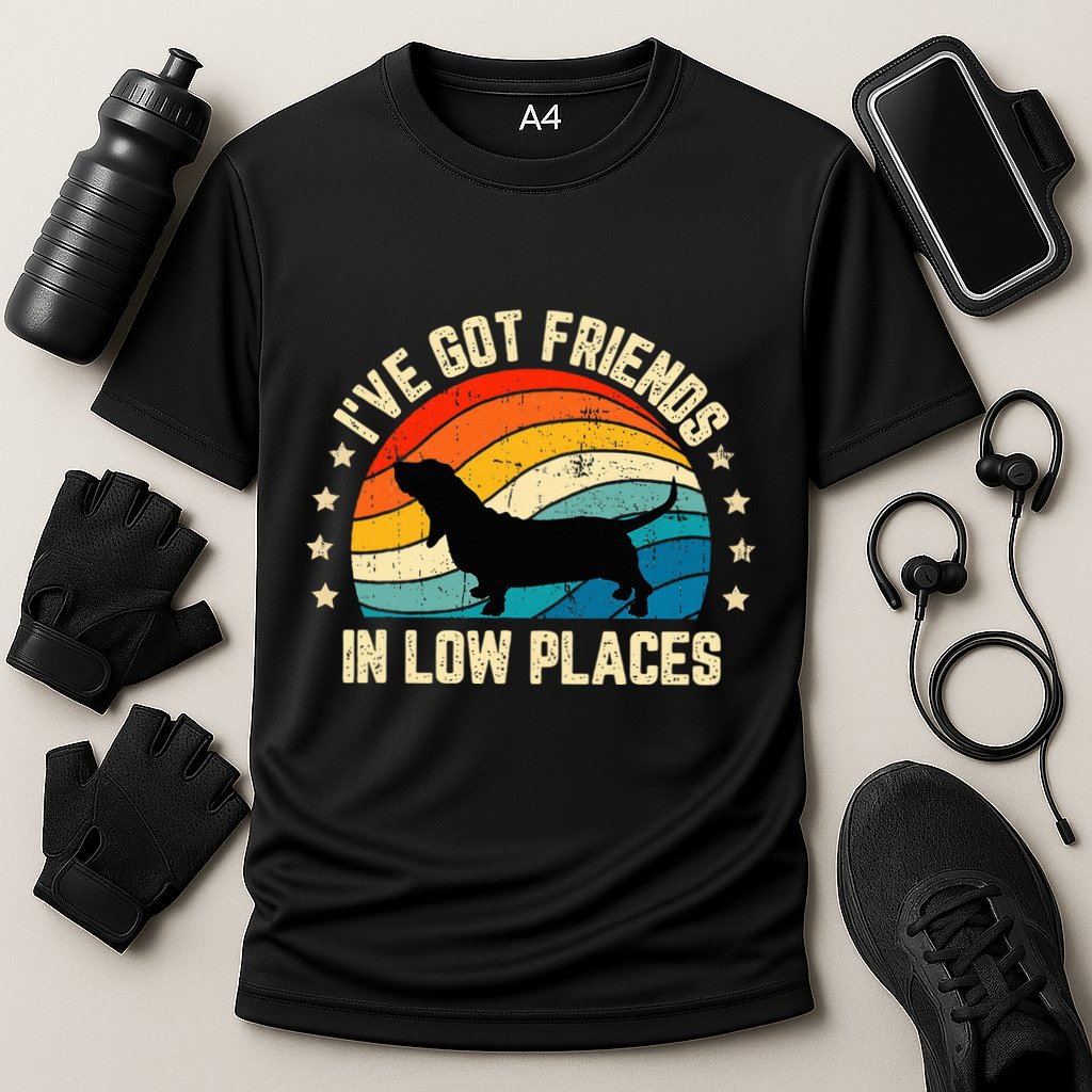 Retro Basset Hound IVe Got Friends In Low Places Cooling Performance Crew T-Shirt