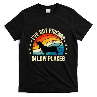 Retro Basset Hound IVe Got Friends In Low Places T-Shirt