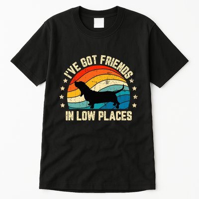 Retro Basset Hound IVe Got Friends In Low Places Tall T-Shirt