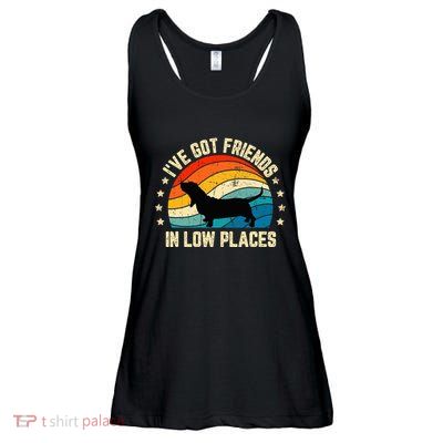 Retro Basset Hound IVe Got Friends In Low Places Ladies Essential Flowy Tank