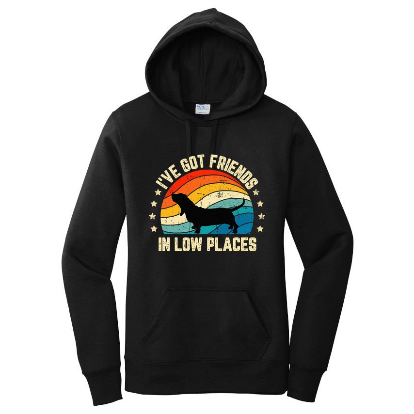 Retro Basset Hound IVe Got Friends In Low Places Women's Pullover Hoodie