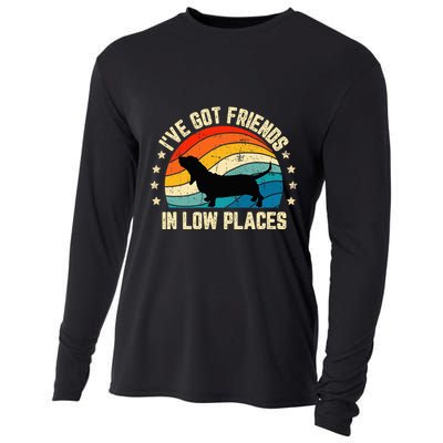 Retro Basset Hound IVe Got Friends In Low Places Cooling Performance Long Sleeve Crew