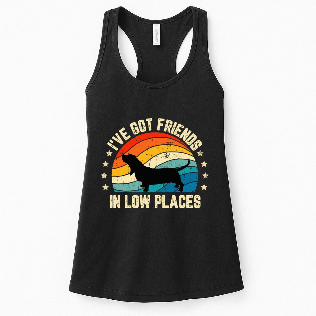 Retro Basset Hound IVe Got Friends In Low Places Womens Tank Top