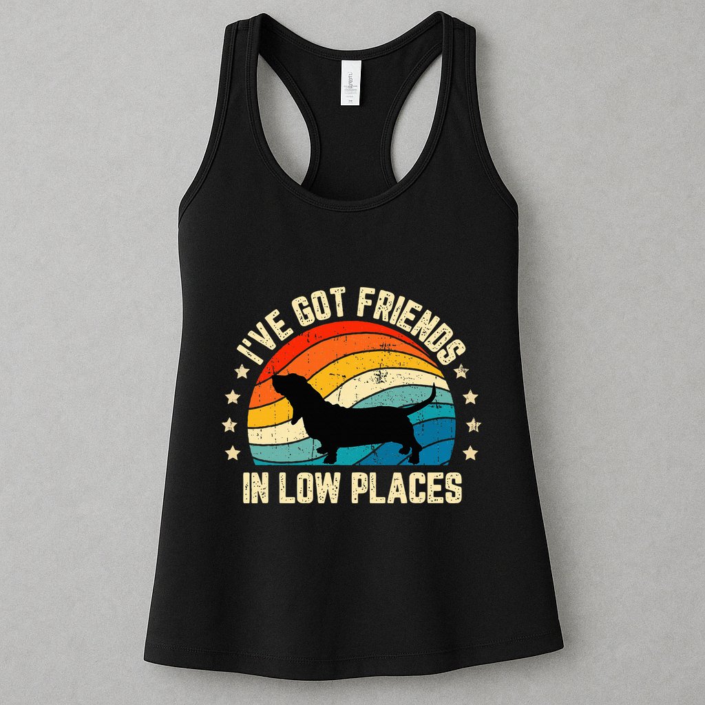 Retro Basset Hound IVe Got Friends In Low Places Womens Tank Top