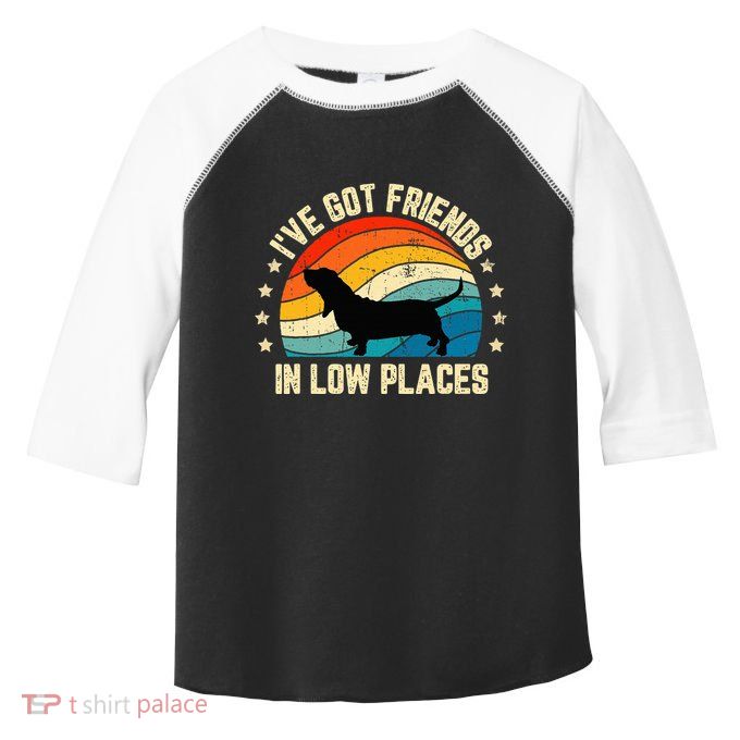 Retro Basset Hound IVe Got Friends In Low Places Toddler Fine Jersey T-Shirt