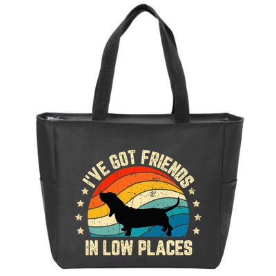 Retro Basset Hound IVe Got Friends In Low Places Zip Tote Bag