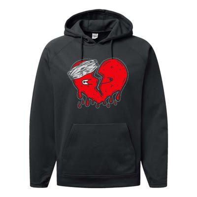 retro Broken Heart Cute Heart broken Love Performance Fleece Hoodie