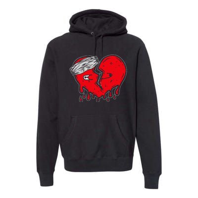 retro Broken Heart Cute Heart broken Love Premium Hoodie