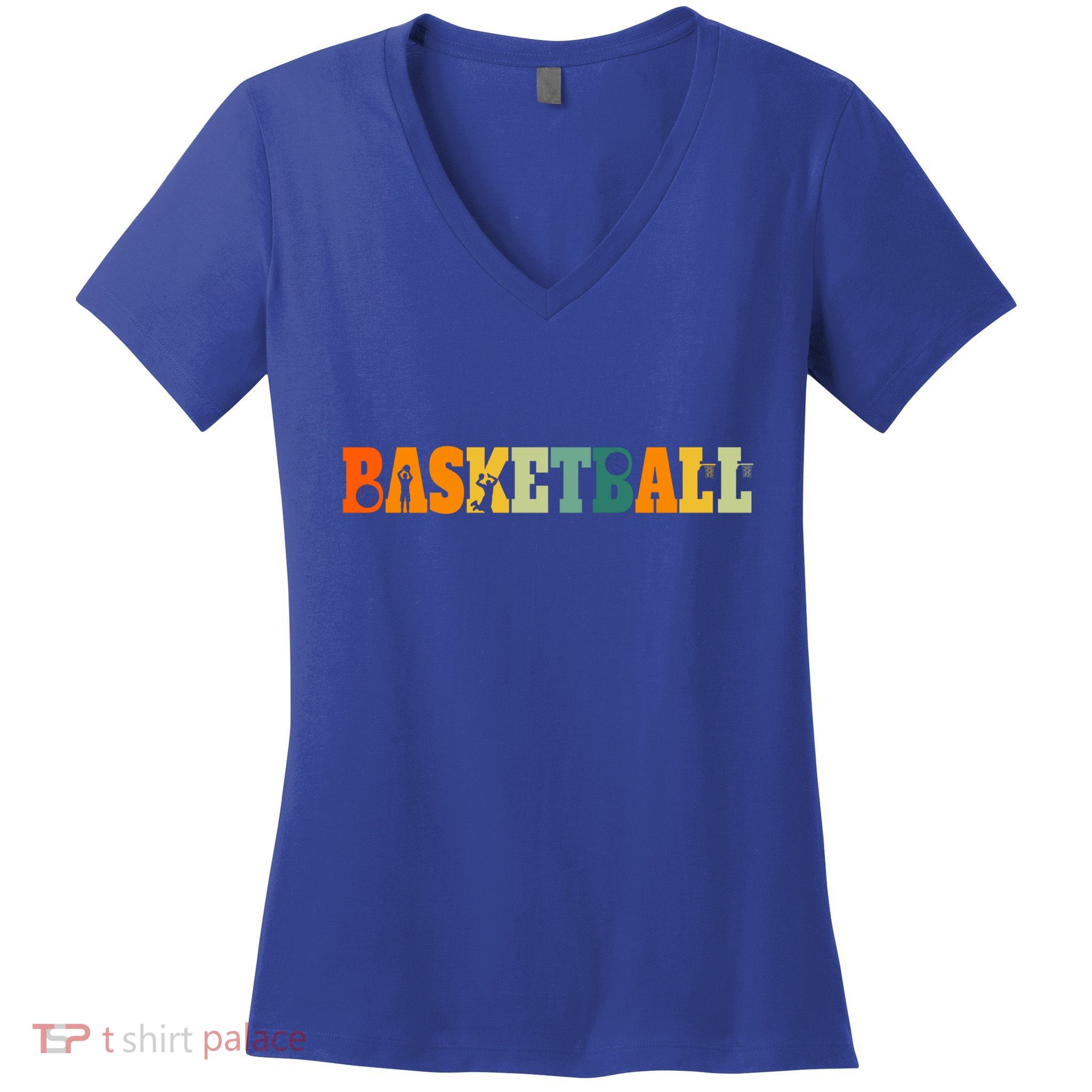 Retro Basketball Hoops Streetball Baller Vintage Basketball Cool Gift Women's V-Neck T-Shirt