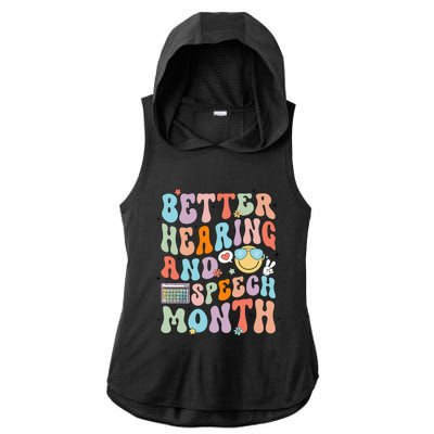 Retro Better Hearing And Speech Month Speech Pathologist Slp Ladies PosiCharge Tri-Blend Wicking Draft Hoodie Tank