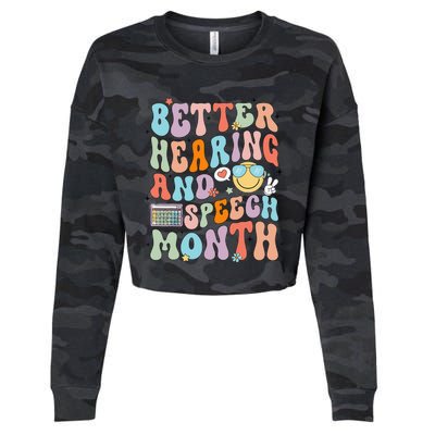 Retro Better Hearing And Speech Month Speech Pathologist Slp Cropped Pullover Crew