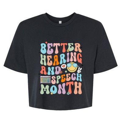 Retro Better Hearing And Speech Month Speech Pathologist Slp Bella+Canvas Jersey Crop Tee