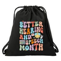Retro Better Hearing And Speech Month Speech Pathologist Slp Drawstring Bag