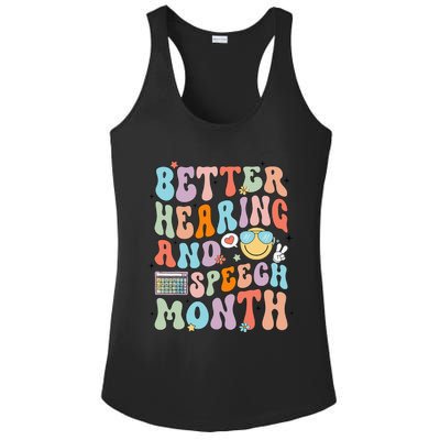 Retro Better Hearing And Speech Month Speech Pathologist Slp Ladies PosiCharge Competitor Racerback Tank