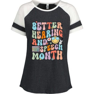 Retro Better Hearing And Speech Month Speech Pathologist Slp Enza Ladies Jersey Colorblock Tee