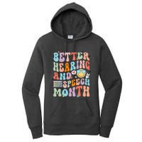 Retro Better Hearing And Speech Month Speech Pathologist Slp Women's Pullover Hoodie