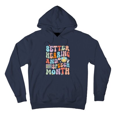 Retro Better Hearing And Speech Month Speech Pathologist Slp Hoodie