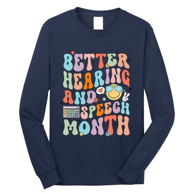 Retro Better Hearing And Speech Month Speech Pathologist Slp Long Sleeve Shirt