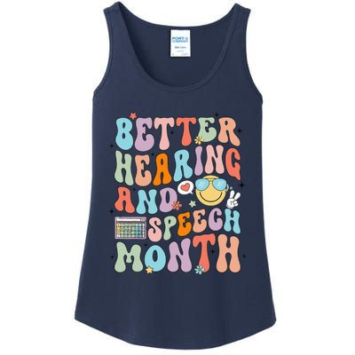 Retro Better Hearing And Speech Month Speech Pathologist Slp Ladies Essential Tank