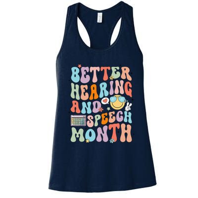 Retro Better Hearing And Speech Month Speech Pathologist Slp Women's Racerback Tank