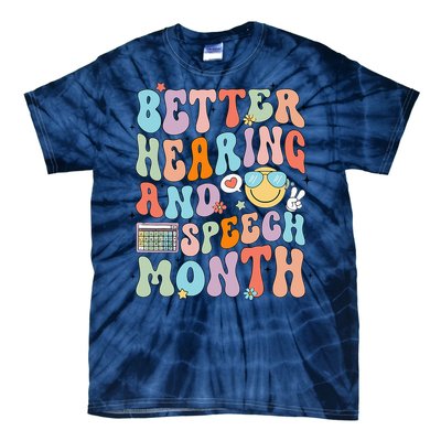 Retro Better Hearing And Speech Month Speech Pathologist Slp Tie-Dye T-Shirt