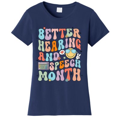 Retro Better Hearing And Speech Month Speech Pathologist Slp Women's T-Shirt