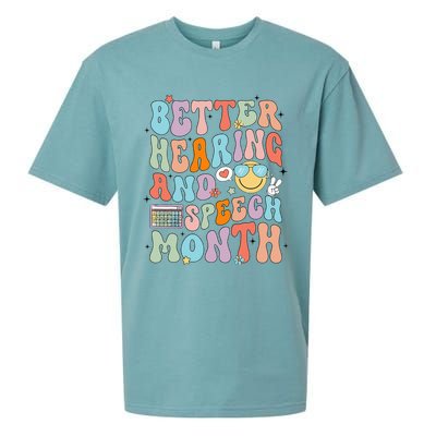 Retro Better Hearing And Speech Month Speech Pathologist Slp Sueded Cloud Jersey T-Shirt