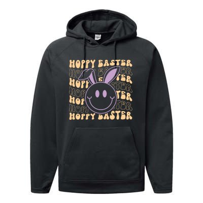 Retro Bunny Hoppy Easter Performance Fleece Hoodie