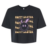 Retro Bunny Hoppy Easter Bella+Canvas Jersey Crop Tee