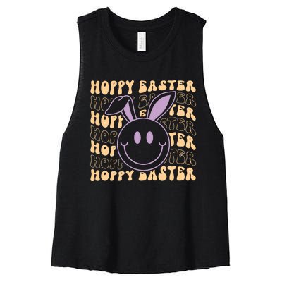 Retro Bunny Hoppy Easter Women's Racerback Cropped Tank