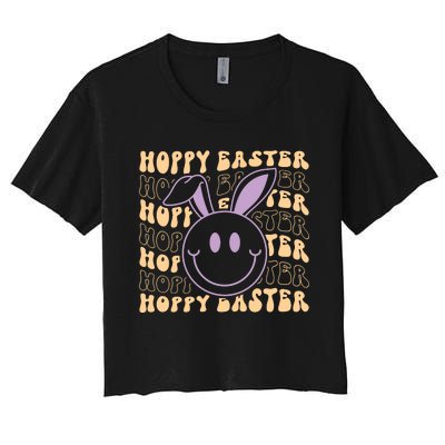 Retro Bunny Hoppy Easter Women's Crop Top Tee