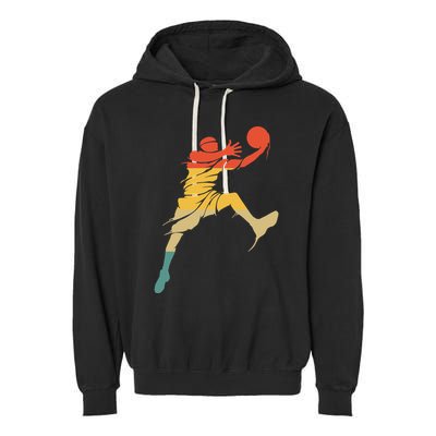 Retro Basketball Hoops Streetball - Vintage Basketball Garment-Dyed Fleece Hoodie
