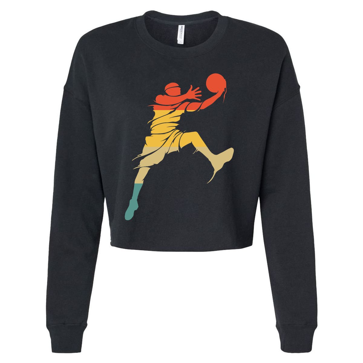 Retro Basketball Hoops Streetball - Vintage Basketball Cropped Pullover Crew