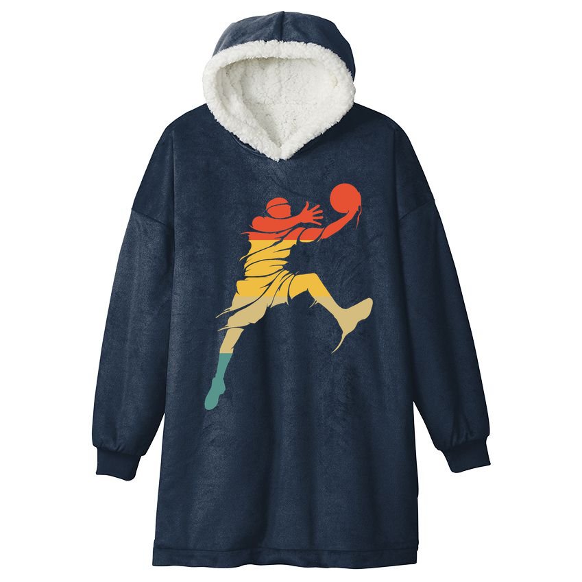 Retro Basketball Hoops Streetball - Vintage Basketball Hooded Wearable Blanket