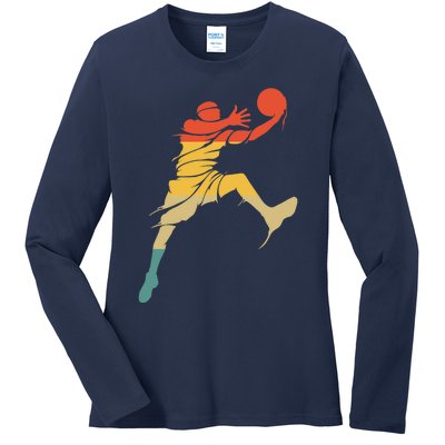 Retro Basketball Hoops Streetball - Vintage Basketball Ladies Long Sleeve Shirt