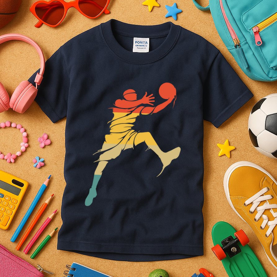 Retro Basketball Hoops Streetball - Vintage Basketball Kids T-Shirt